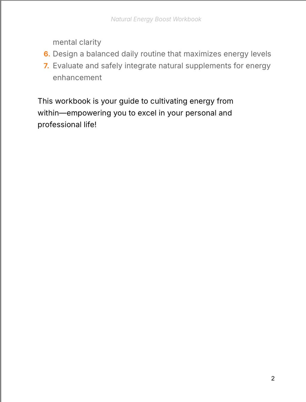 Natural Boost Energy Workbook